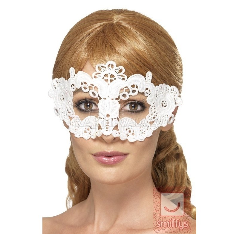 Mežģīņu maska uz acīm, balta