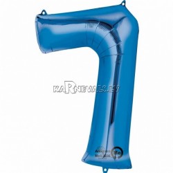 58cm x 88cm Skaitlis 7 Folija balons Super figure Zilā