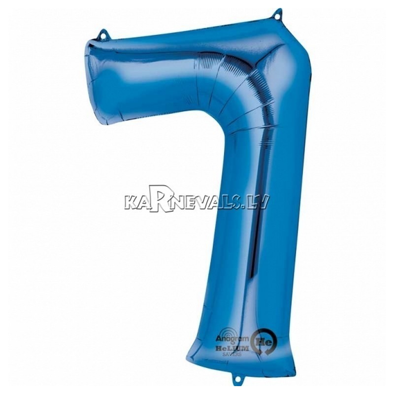 58cm x 88cm Skaitlis 7 Folija balons Super figure Zilā