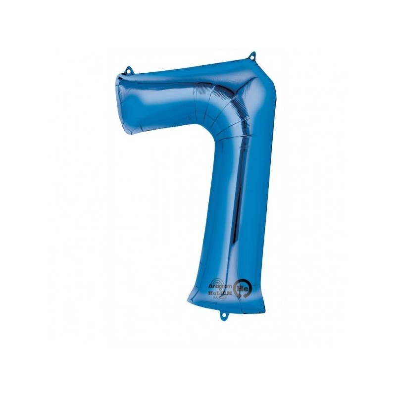58см x 88см Цифра 7 Шар из фольги Супер фигура Цвет: синий 