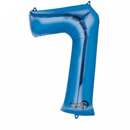 58см x 88см Цифра 7 Шар из фольги Супер фигура Цвет: синий 