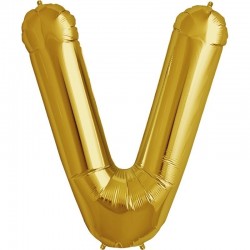 Burtu balons sarkanās krāsā "V",  87cm, folijas figūra paredzēta piepūšanai ar hēliju