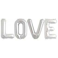 Burtu balons sudraba  krāsā "L",  87cm, folijas figūra paredzēta piepūšanai ar hēliju