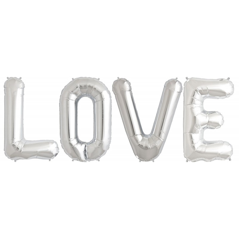 Burtu balons sudraba  krāsā "L",  87cm, folijas figūra paredzēta piepūšanai ar hēliju