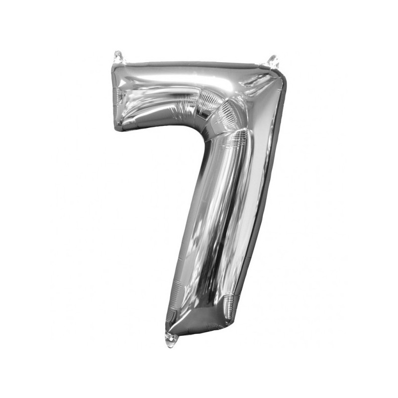 43 x 66 cm Цифра 7 Шар из фольги Супер фигура Цвет: серебро 
