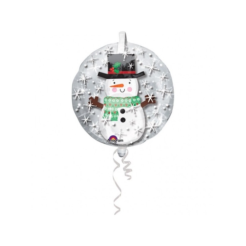 60 cm Caurspīdīgs folija balons ar hēliju "Sniegavīrs"