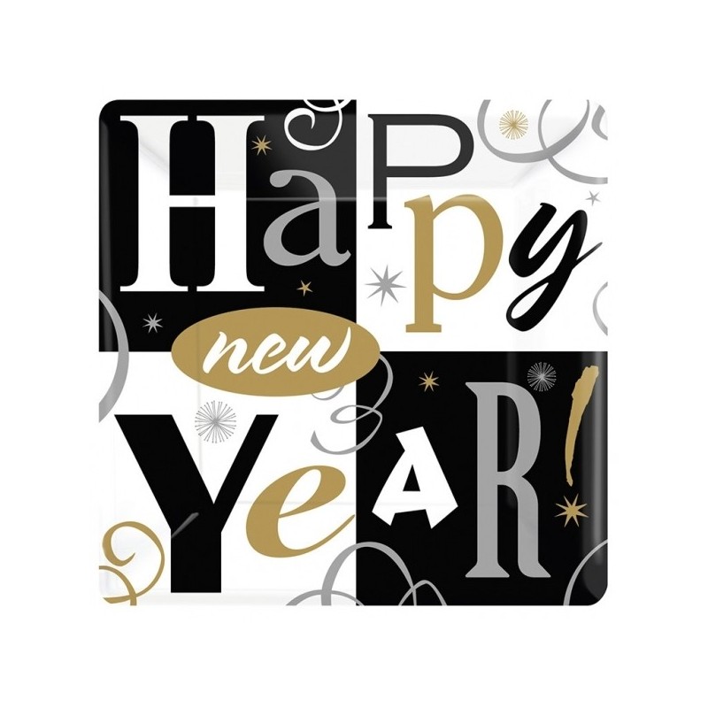 26 см Квадратные  новогодние тарелки. 8 шт