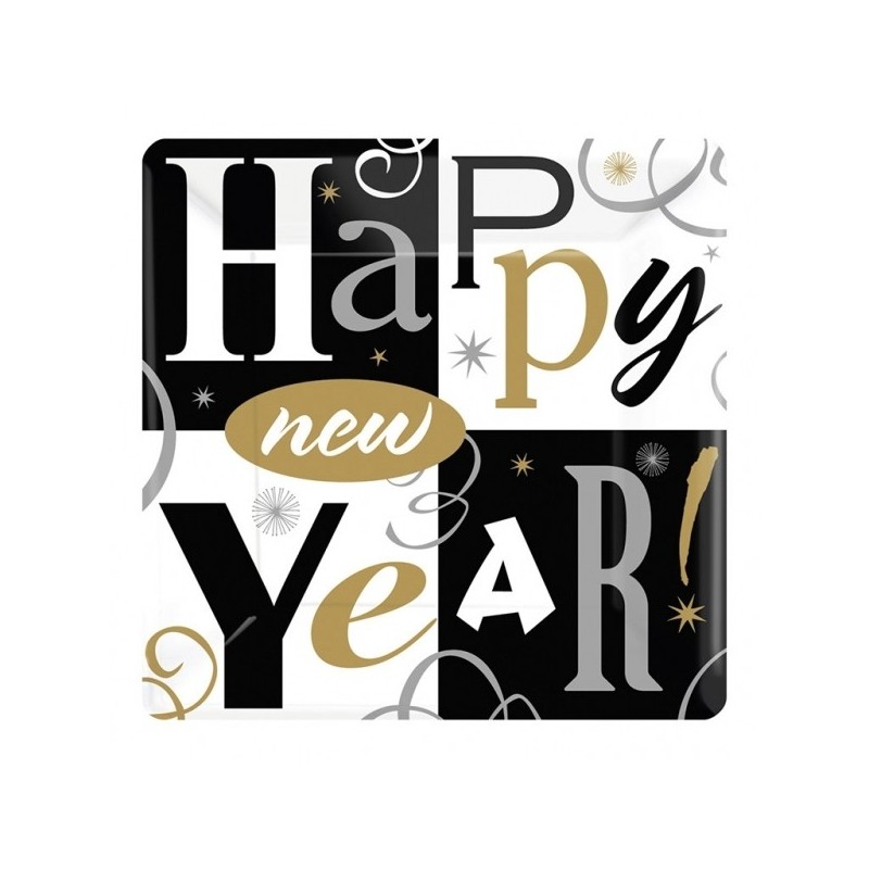 18 см Квадратные  новогодние тарелки. 8 шт