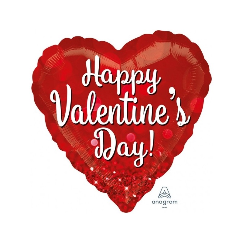 Happy Valentins's Day - sirds formas folijas balons  Valentindienai, izmērs 71cm x 71cm, piepūšams ar hēliju