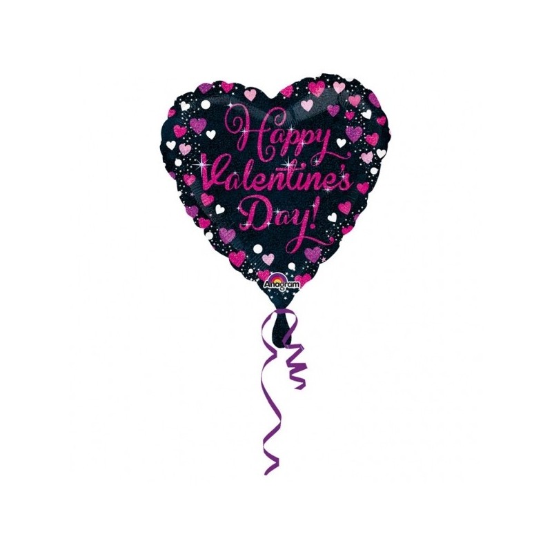 Sirds formas balons Valentīna Dienai - Rozā svētki. Izmērs 43cm., piepūšams ar hēliju 