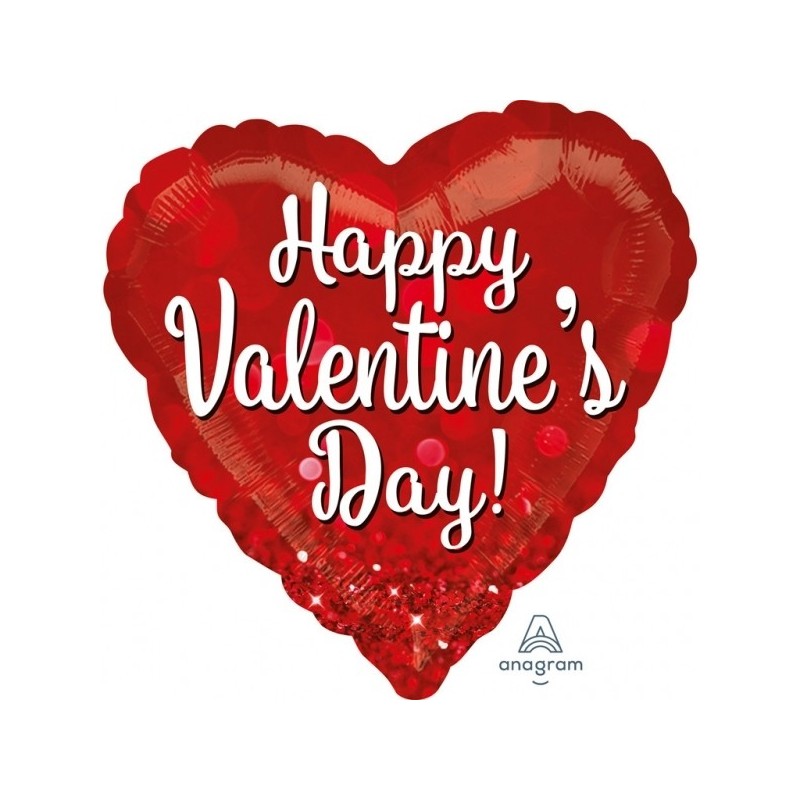 Happy Valentins's Day - sirds formas folijas balons  Valentindienai, izmērs 43cm, piepūšams ar hēliju