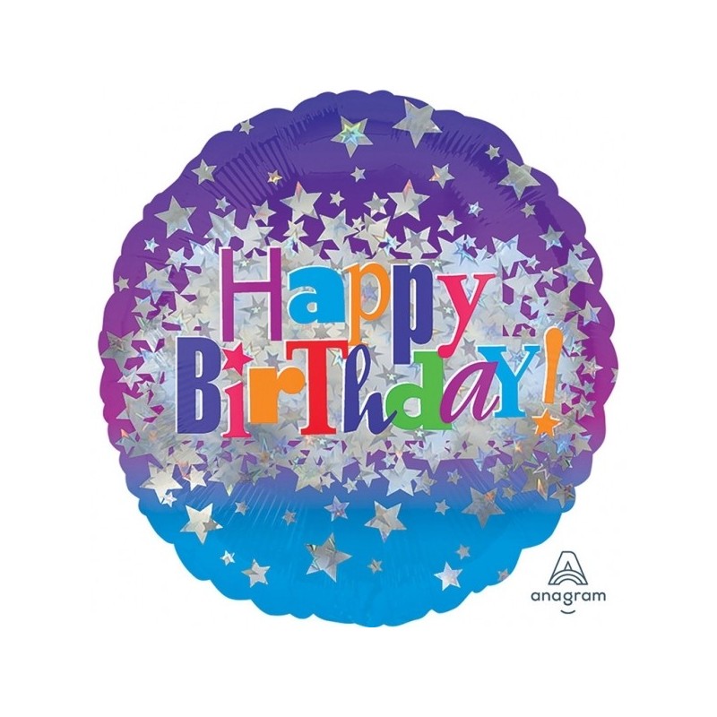 ДЕНЬ РОЖДЕНИЯ  яркие звезды шар с гелием 43 см