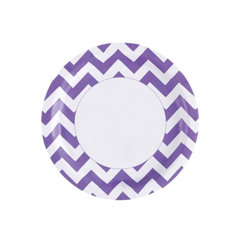 8 Plates New Purple Chevron 23cm