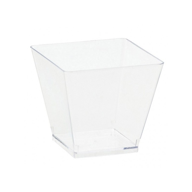 Квадратная вазочка для десерта из прозрачного пластика, 59 мл., упаковка 10 шт.