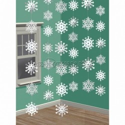 Бумажная декорация  фольга   Блестящие снежинки  2.1м  6 шт﻿