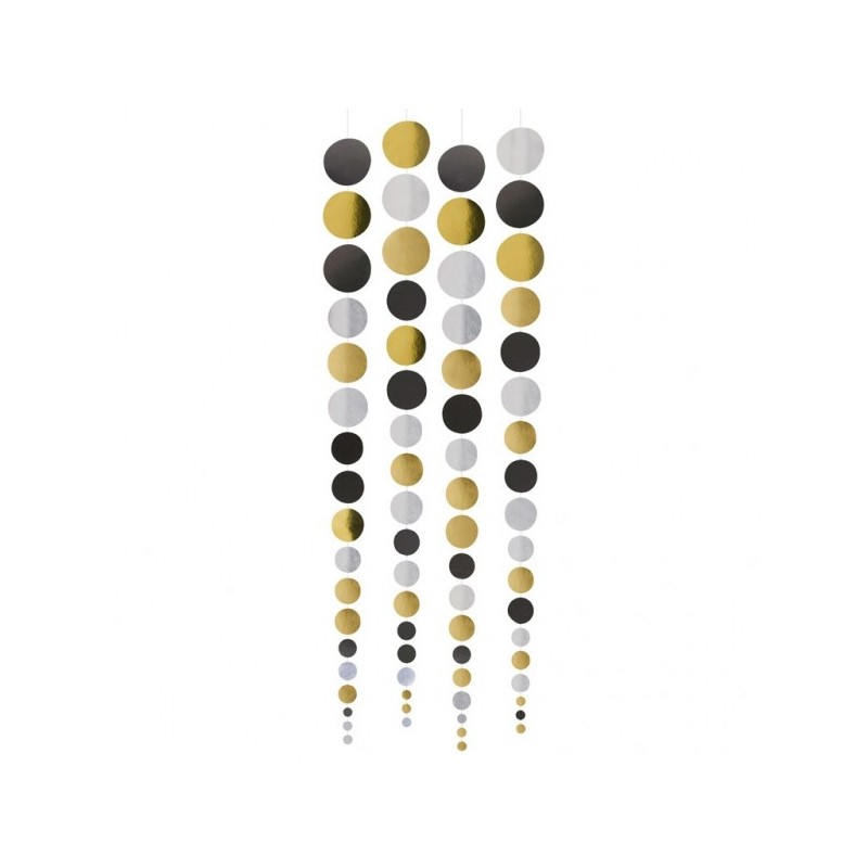 Piekaramās spīdīgas dekorācijas komplekts. Iepakojumā 4 gab x 1.30 m