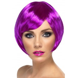 Parūka, violeta, īsais karē griezums, ar čolku, sintētika