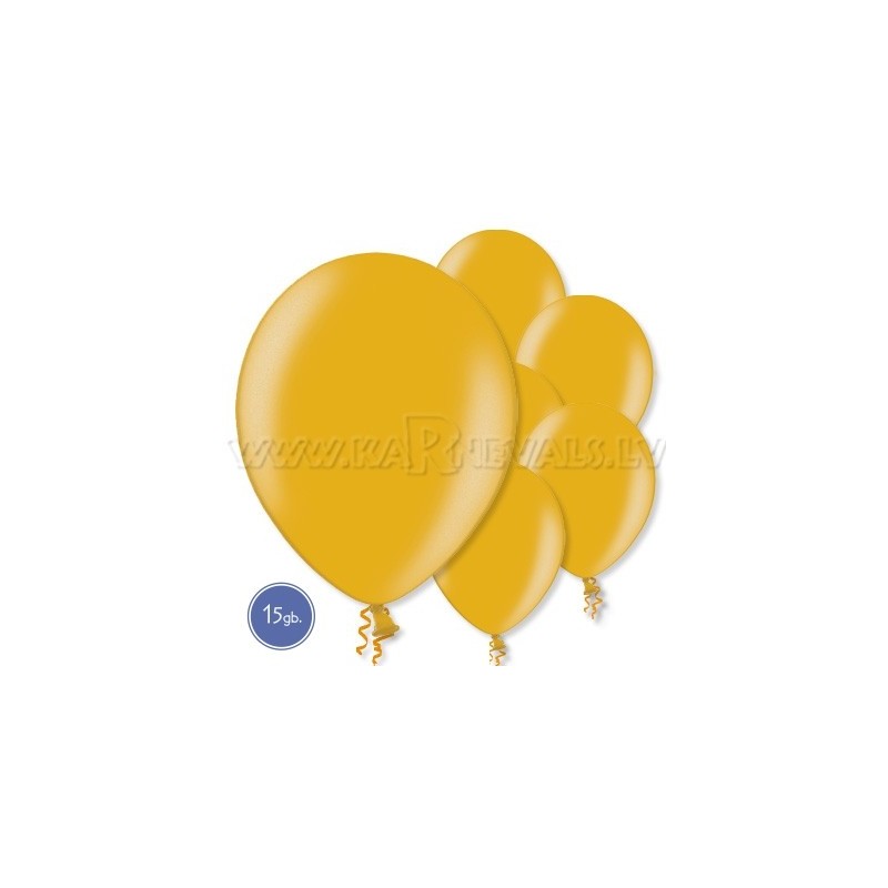 12"/30cm lateksa balons, metalliks, zelta, 15 gab.