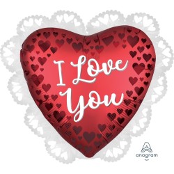 Folija balons "Sangrijas sarkana mīlestība", sirds formas Satin Luxe balons ar kruzuli, 58 x 53 cm, hēlija apjoms 0.028 kbm