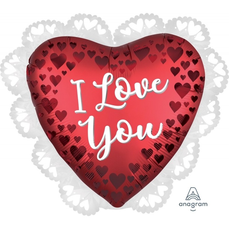 Folija balons "Sangrijas sarkana mīlestība", sirds formas Satin Luxe balons ar kruzuli, 58 x 53 cm, hēlija apjoms 0.028 kbm
