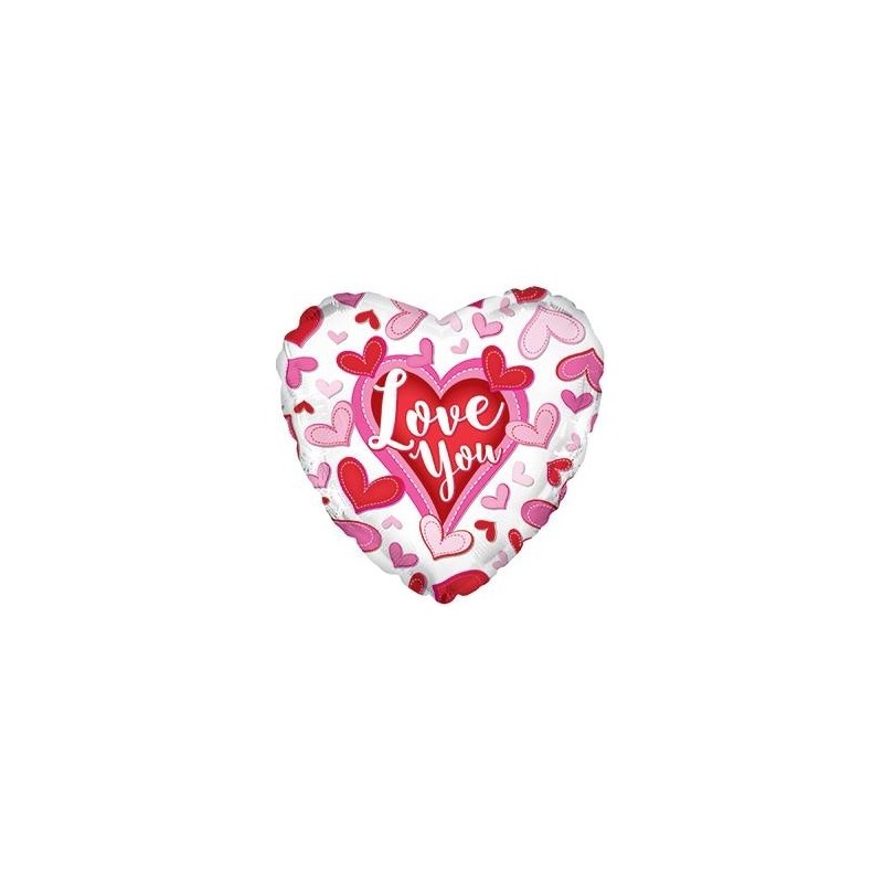 Folija sirds formas balons Mīlu Tevi Šūtas Sirdis, rozā, 43 cm., hēlija apjoms 0.013 kbm
