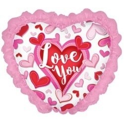 Folijas hēlija sirds formas balons "I Love You"  rozā, ar kruzuli