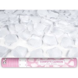 Rokas plaukškene-konfeti  ar rožlapiņām, balta, 40 cm