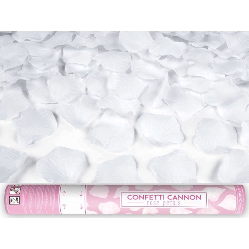 Ручная хлопушка,  пушка-конфетти наполнение лепестки роз белого  цвета  40 см