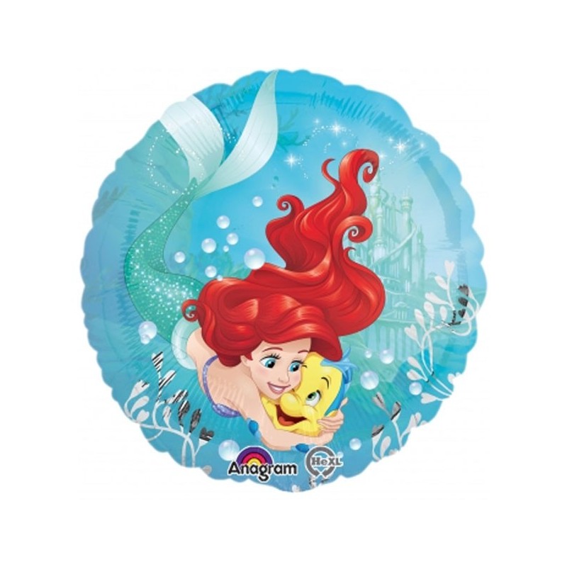 Apaļš folijas balons "Ariel Dream Big", iepakots, 43 cm