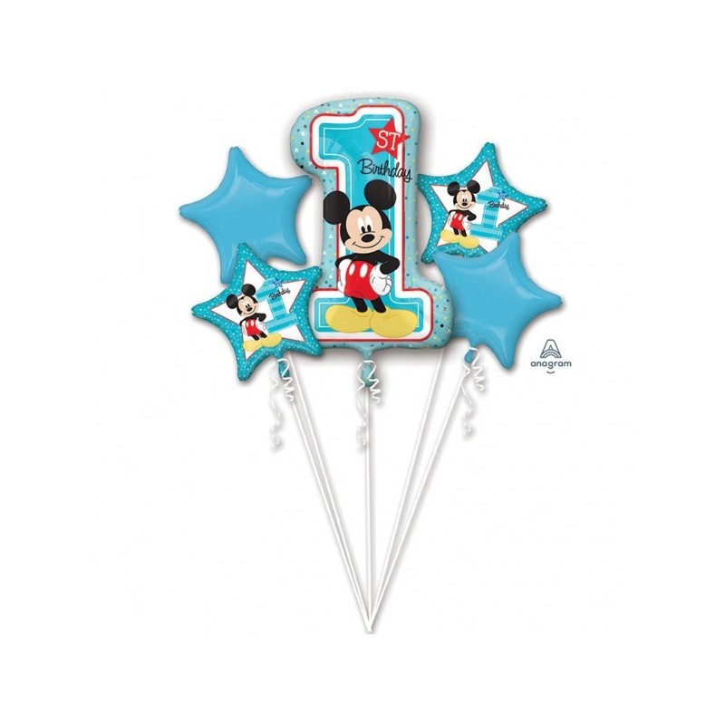 Pušķis Pirmā dzimšanas diena MIKI PELE 5 baloni ar hēliju