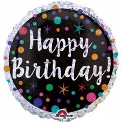 Круглый шарик из фольги «День Рождения»,  размер 43 см., наполняется гелием 