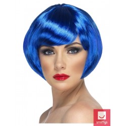 Парик голубой короткий каре с челкой