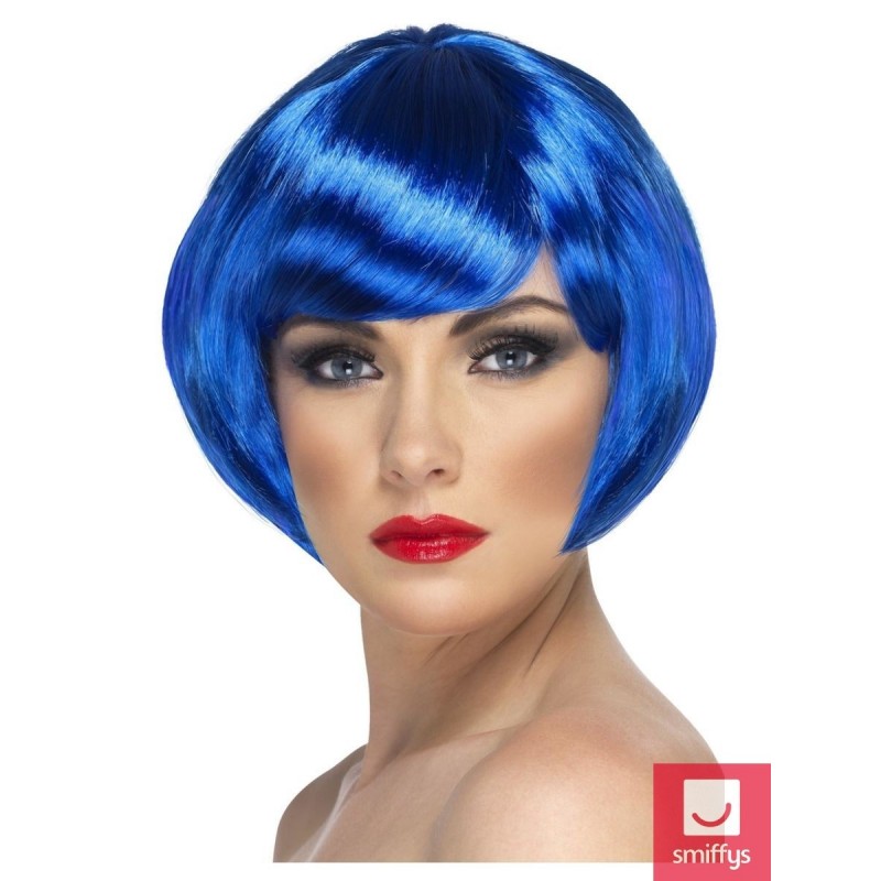Парик голубой короткий каре с челкой