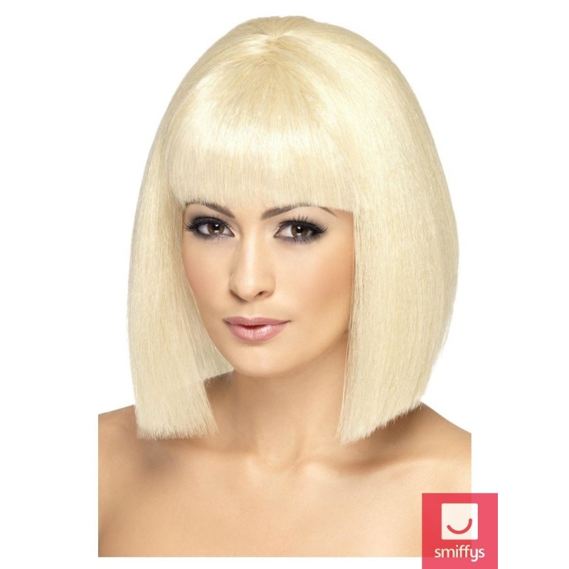 Парик кокетливой блондинки  прямой короткий с челкой