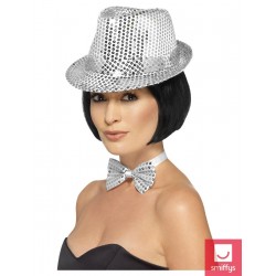 Шапочка с блестками серебро