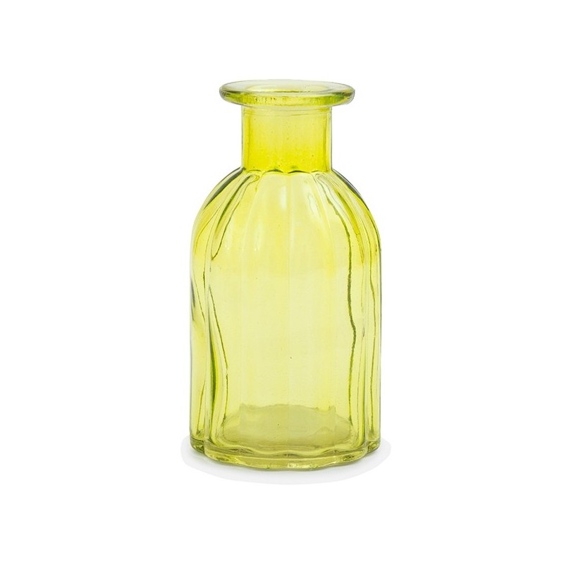 Dekoratīvā stikla pudelīte / vāze, 13.5 cm, dzeltena