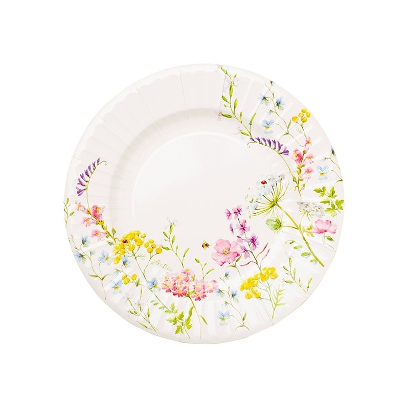 Papīra šķīvji “Bohēmijas dārzs”, 23 cm, 8 gab., dabai draudzīgs materiāls