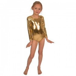 Боди для спортивных танцев золотого  цвета  128 см