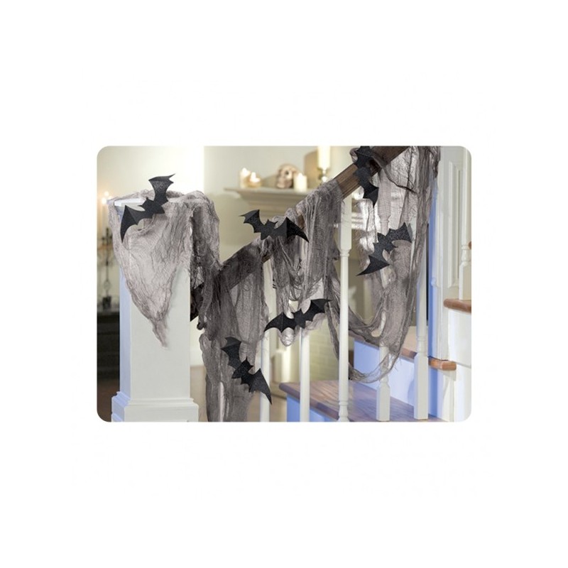 Комплект декораций для Хэллоуина - ткань 0.61 х 4,5 м и 8 летучих мышей