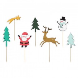 Топперы для капкейков Счастливого Рождества, разные виды, размеры 12.5- 18.5 см, 7 шт. 