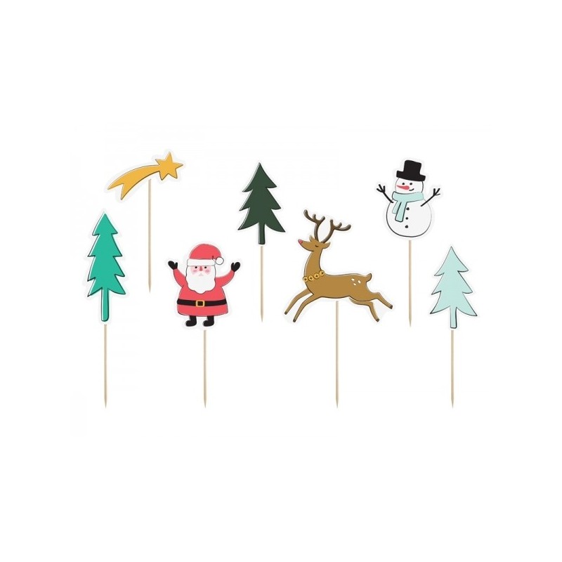 Kēksiņu iesmiņi Priecīgus Ziemassvētkus, dizaina sajaukums, izmērs 12.5 - 18.5 cm, 7 gab. 