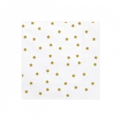 Salvetes zvaigznes, baltas ar zelta apdruku, 3 kārtu, 33 x 33 cm, 20 gab. . 