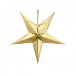Бумажный декор звезда, золотая зеркальная бумага, с золотой бечевкой, диаметр 70 см, сделай сам,