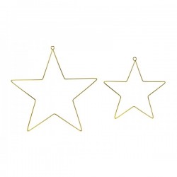 Подвесная декорация - Звезды, из проволоки золотистого металлического цвета, в комплекте 2 звезды,  20 см и 28 см 