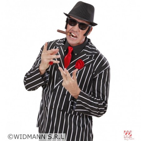 ГАНГСТЕРСКАЯ шляпа черная с белым полосками де-люкс качество