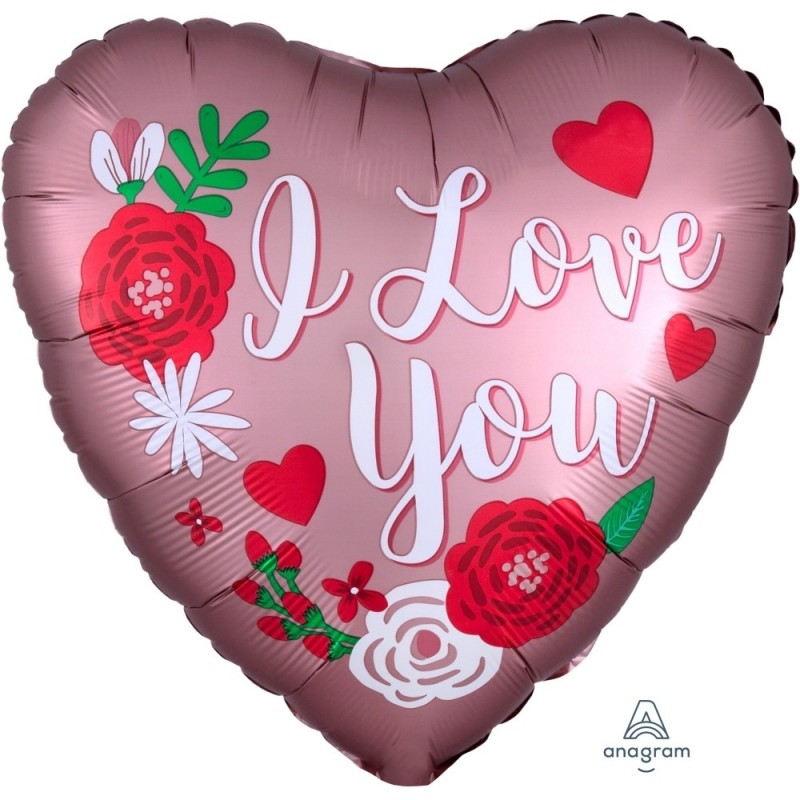 Шар в форме сердца, из фольги "Roza Mīlestība" Satin Luxe, 43 cm, наполняется гелием