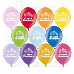 Шары с рисунком - С Днём Рождения - Металлик, 12"/30см, 6 шт., ассортимент цветов