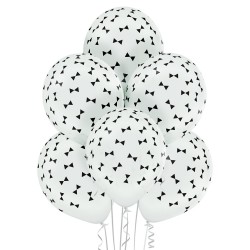 Tauriņi (kaklasaites) – 30 cm. baloni 6 gab., pasteļa balti, apdruka 1 krāsā / 5 pusēs