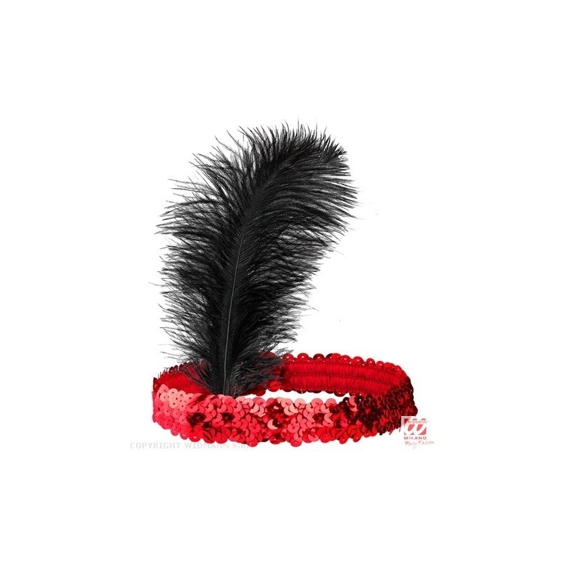 20. gadu galvassega sarkanā lente ar spalvu