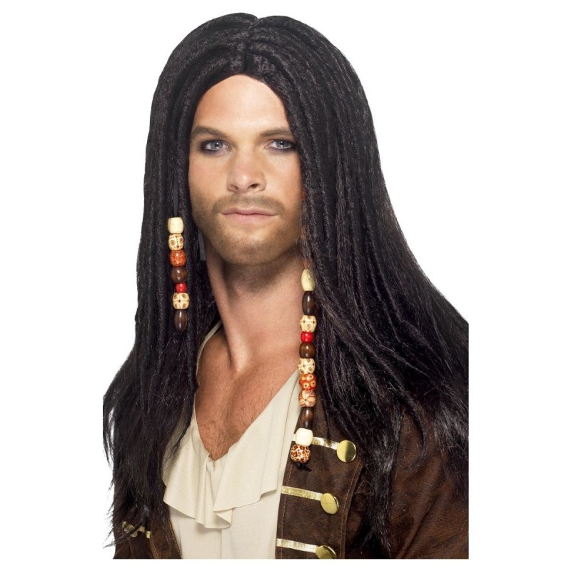 Пиратский парик, черный, с бисером